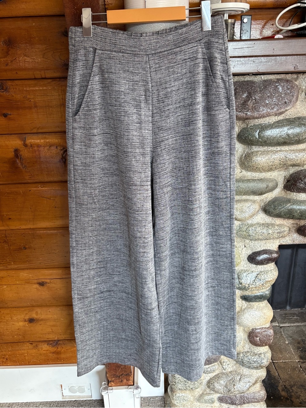 Banana Republic Grey Marled Wide Leg Pull-On Trousers Small